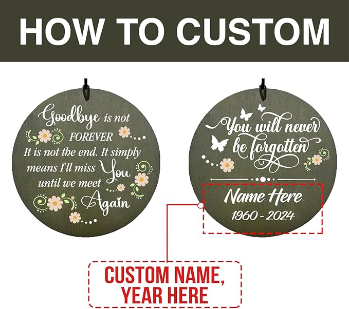 Personalized Sympathy Wind Chimes for Loss of Loved One, Memorial Wind Chimes, Bereavement/Sympathy Gift for Loss of Mother Father Husband Condolence Remembrance,Product in USA
