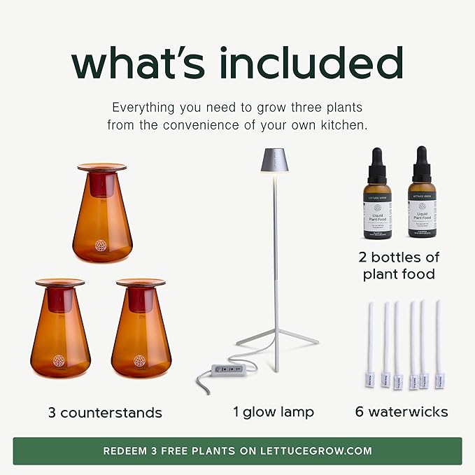 Counterstand Set, Herb Grower Indoor Kit with LED Light - Space-Saving Hydroponics Growing System, Customizable Light Settings, 3 Counterstands - Easy-to-Maintain Indoor Growing Kit