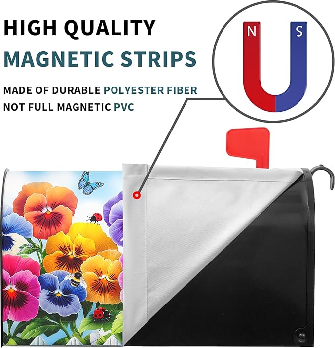 Spring Floral Magnetic Mailbox Cover Flower Mailbox Cover Magnetic Standard Size 21 X 25.5 Inch Butterfly Mailbox Post Cover Mailbox Wraps Mailbox Decor for Home Garden Outdoor Yard