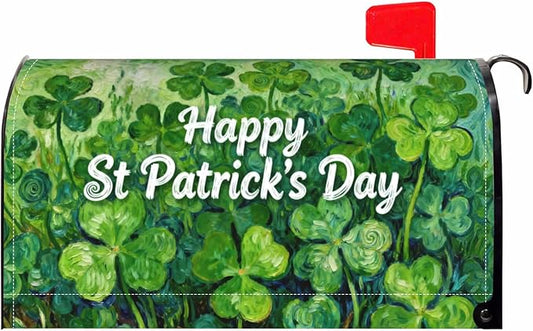 St. Patrick's Day Mailbox Covers Magnetic Standard Size Green Shamrock Lucky Clover Saint Patricks Holiday Spring Outdoor Decorative Letter Box Cases for Home Garden Outside Decor, 21x18 Inch