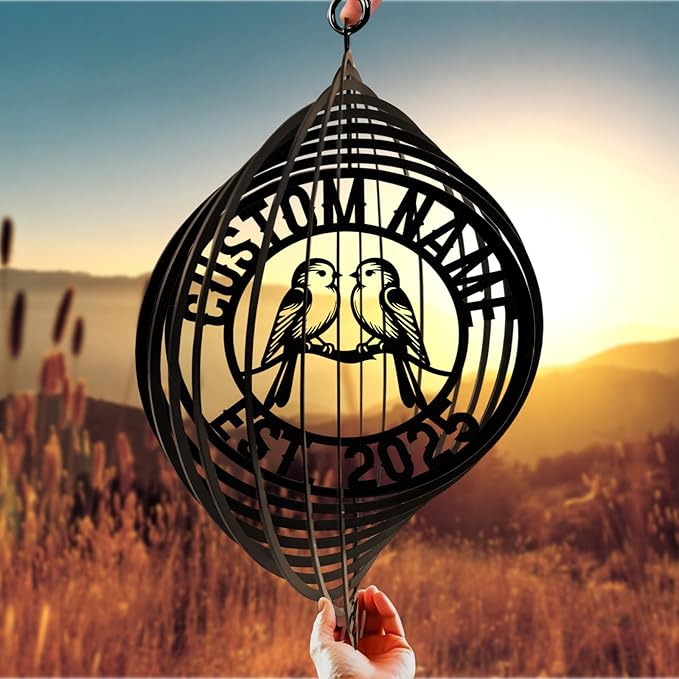 Personalized Metal Wind Spinners, Custom Last Name Garden Wind Spinners, Hanging Outdoor Decor, Hanging Wind Spinner for Indoor Yard Lawn Patio Porch, Garden Decor Gift for Women Men Color01