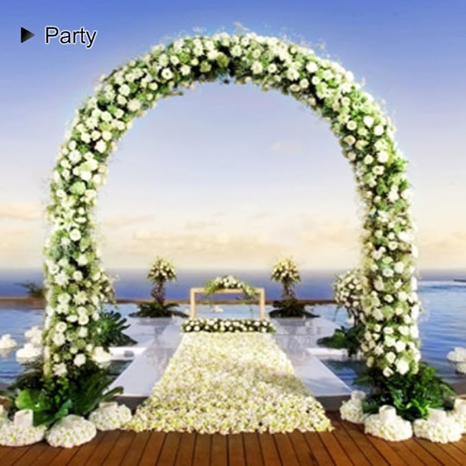 Metal Garden Arch,7.8 Feet High x 5.5 Feet Wide Sturdy Metal Arbor with Sharp Ends for Climbing Vines and Plants,Weddings Quinceaneras Party Decoration