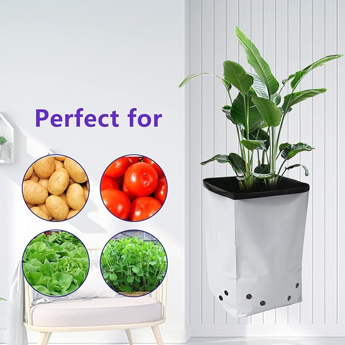 HFS(R Poly Grow Bag Planters Panda Film Black and White for Nursery Horticulture 7 Gallon - 25 PC