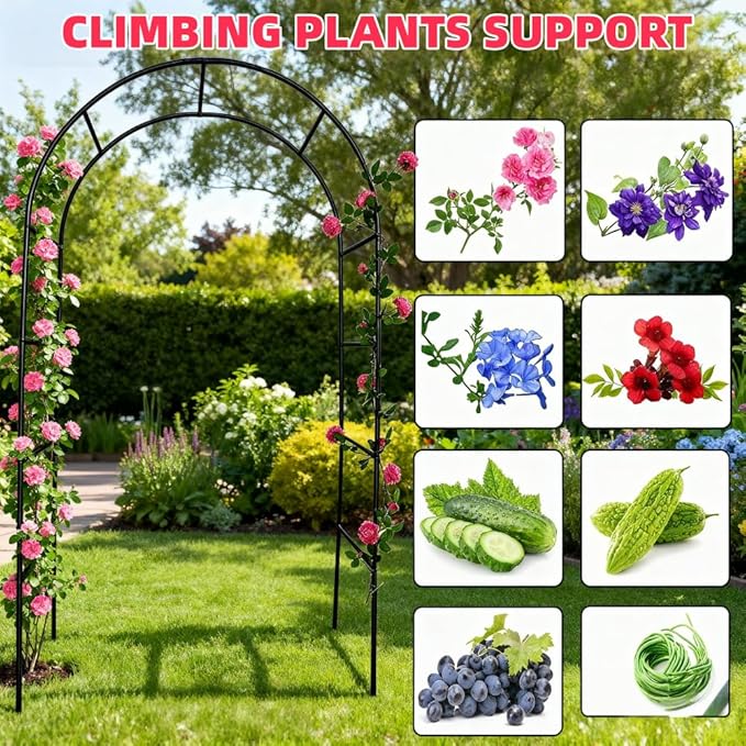Garden Arch Trellis,Metal Pergola Arbor, Wedding Arch Flowers Frame Backdrop Stand,Garden Arch Arbor for Climbing Plant Wedding Bridal Party Decoration,Assemble Freely 2 Sizes