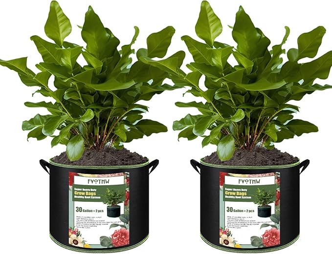 2-Pack 30 Gallon Plant Grow Bags, Thickened Nonwoven Fabric Pots with Handles,Durable Garden Planters Aeration Gardening Container to for Plants, Vegetables, and Flowers