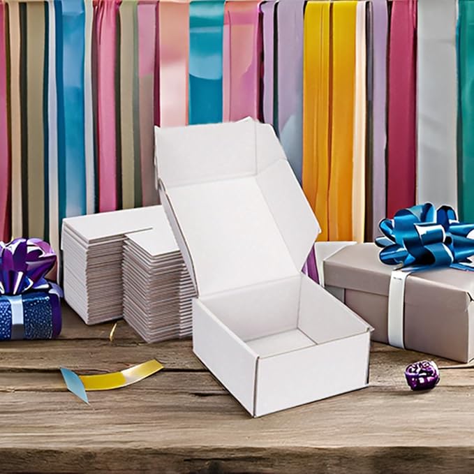 Small Shipping Boxes 6x6x3 Inch (25 Pack) - Sturdy White Corrugated Cardboard Boxes for Small Business, Ecommerce, Mailing & Packaging | Recyclable Gift & Storage Boxes
