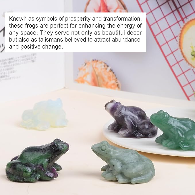 2 Inch Green Aventurine Frog Crystal Figurine，Frog Gifts Healing Crystal Decor，Frog Garden Statue Stone Energy Gemstones, in Bedroom Office Christmas Meditation Gifts Aquarium Decoration