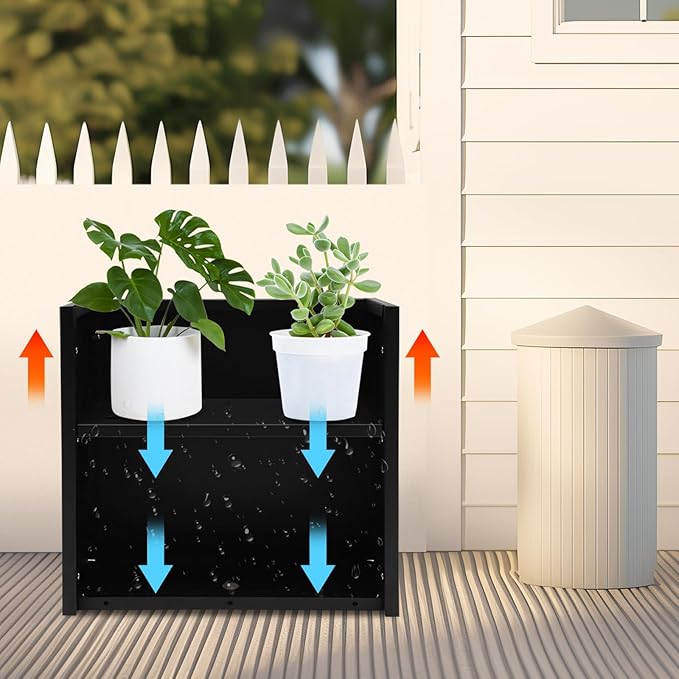 Metallic Heavy Outdoor/Indoor Planter Box, Seamless Large Metal Planter for Tall Trees, Plants, Flowers, No Assembly Required (Black, 24 * 10 * 24 inch)