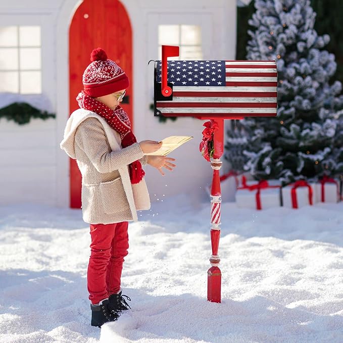 American Flag Wooden Mailbox Cover Magnetic Mailboxes Wraps Letter Post Box Cover Decorative Standard Size 18x21 in Garden Yard Decor