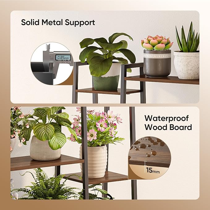 55" Large Plant Stand Indoor with 8 LED Grow Lights (3 Modes & Auto Timer) - 12 Tiered Metal Plant Shelf, 10 Dimmable Brightness Levels, Flower Stand Display Rack