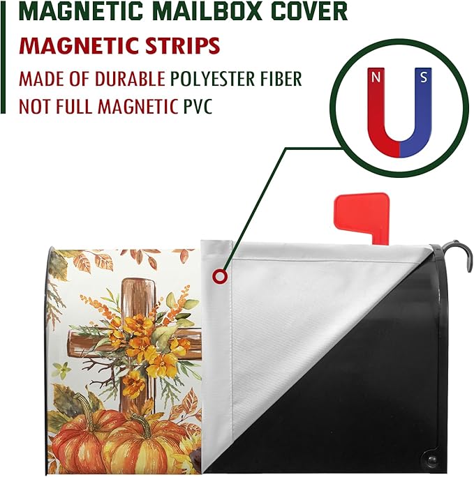 Bless This Home Large Mailbox Covers Magnetic Oversized Thanksgiving Pumpkin Mailbox Cover 25.5x21 inch Fall Mail Box Wrap for Outside Garden