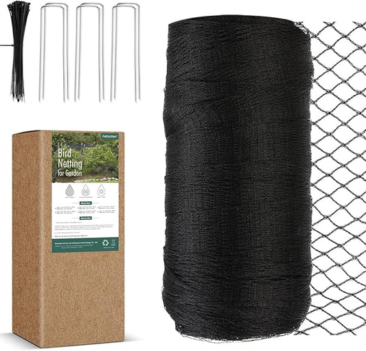 Bird Netting for Garden, Fetanten 7.5 x 100 FT Netting for Garden Protection Vegetables Fruit Trees Blueberry from Birds Deer Poultry, Heavy Duty Woven Mesh Net Animal Fencing with Ties and Staples