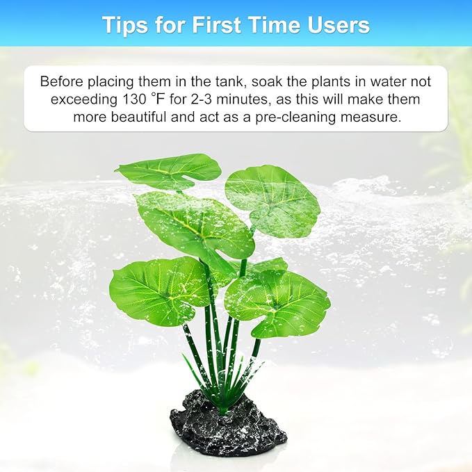Artificial Fish Tank Decorations Plants, Aquarium Decor Plant Plastic Realistic Silk Plants for Fish Tank Betta Leaf Pad Hammock for Small Tank, Goldfish, Reptiles