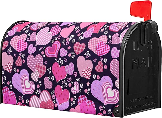 Happy Valentines Mailbox Covers Magnetic Standard Size 21x18 inch Red Pink Love Heart Mail Box Post Letter Box Cover for Home Outdoor Garden Yard Decor