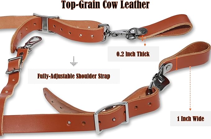 Construction suspenders for carpenter, men for framing Leather tool belt