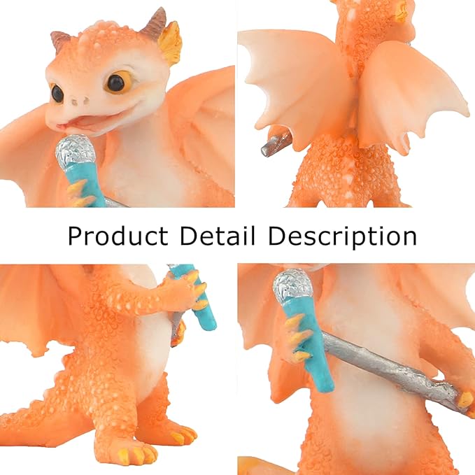 Mini Dragon Figurine, Resin Home Decor, Cute Ornaments, Lucky Animal Garden Statue for Micro Landscape