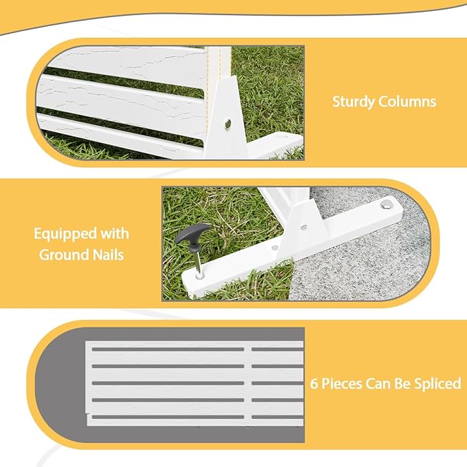 Outdoor Privacy Screen 72" H×47" W HDPE Freestanding Decorative Privacy Fence with Steel Poles and Stand 6 Panel, Air Conditioner Fence Panels, Privacy Screen for Patio Backyard,Balcony, Pool