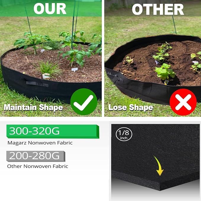 2-Pack 15 Gallon Grow Bags,Round Fabric Raised Garden Beds with 2 Handles,Durable Garden Planter Cloth Pots Container to Grow Vegetables for Outdoor Plants