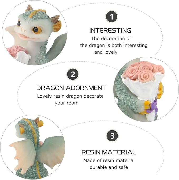 Mini Dragon Figurine, Resin Home Decor, Cute Ornaments, Lucky Animal Garden Statue for Micro Landscape
