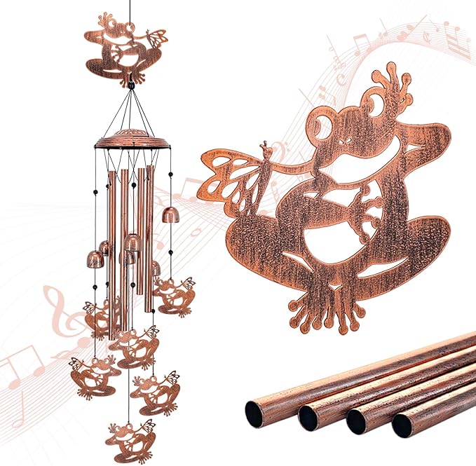 Frog Wind Chimes for Outside,Frog Gifts for Women Men/Memorial Gifts/Sympathy Gift/Birthday Gift Metal windchimes Outdoors/Indoors,Garden Decor,Patio,Home,Porch,Yard Decorations