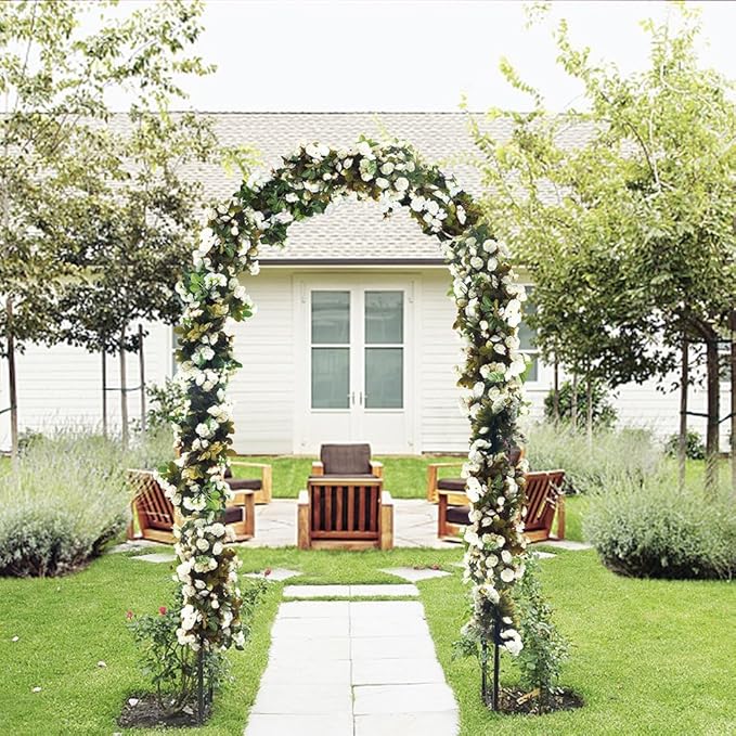 Garden Arch, Outdoor Flower Garden Arch Trellis, Sturdy Steel Arbor for Climbing Plants, Wedding Decoration, 7'8" H x 4'5" W, Dark Green