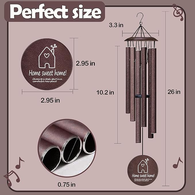 House Warming Gifts New Home,New Home Gift Ideas， Home Sweet Home，House Warming Gift，BestGifts for Housewarming，House Warming Gifts for Women or Men，26 Inch Wind Chimes-Bronze