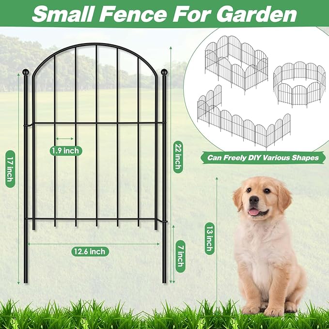 Decorative Garden Fence 21in(H) x18ft(L) 14 Pack Garden Fencing Border No Dig Small Metal Barrier Short Plant Fence for Flower Bed Yard Patio Outdoor Landscape Décor