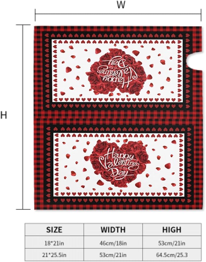 Valentines Day Love Heart Mailbox Cover - Magnetic, Black Red, Standard Size 18" X 21" for Outside Garden Decorations