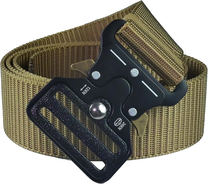 Tactical Belt, Military Hiking Rigger 1.5" Nylon Web Work Belt with Heavy Duty Quick Release Metal Buckle