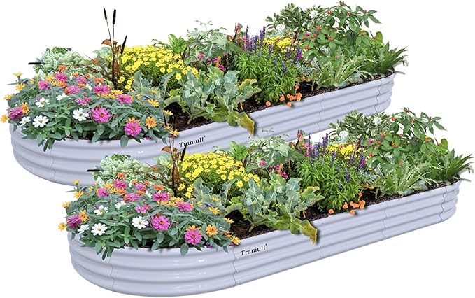 2 Pack 8x3x1FT Galvanized Raised Garden Bed Large Metal Planter Box Kit Elevated Raised Garden Planters for Outdoor Plants, Gray