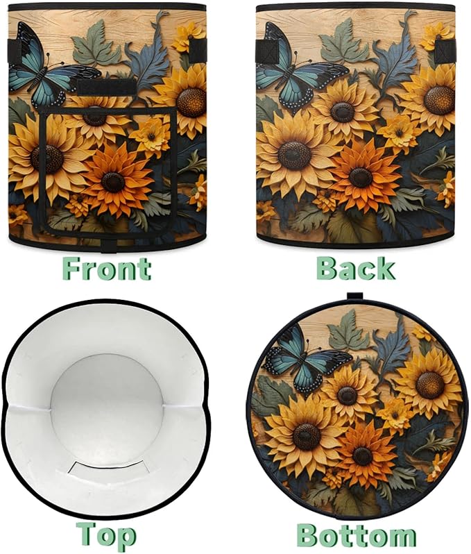 Sunflower Flowers Grow Bags 7 Gallon Thickened Nonwoven Plant Pot Vegetables Potato Fruit Plant Grow Bag with Handle Garden Plant Bag Outdoor 2 Pack