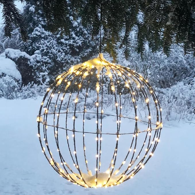 272 LED Christmas Ball Lights, 20 Inch Lighted Sphere Balls with 8 Lighting Modes & Timer, Waterproof for Outdoor Christmas Decorations Yard Porch Garden Patio Trees Holiday Lights Home Yard Display