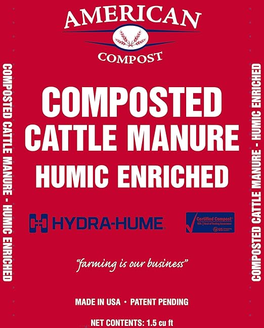 1.5 Cu Ft, Hydra-Hume Enriched Manure - for Soil, Flowers, Potted Plants, Raised Beds, and Compost Tea