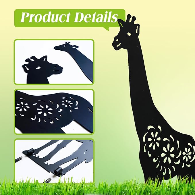 Giraffe Metal Garden Stakes Decorative,Giraffe Gifts for Women/Men/Giraffe Lovers Gifts,Black Giraffe Silhouette Statues Garden Decor for Outside,Outdoor Decor,Yard Art,Patio,Lawn Ornaments