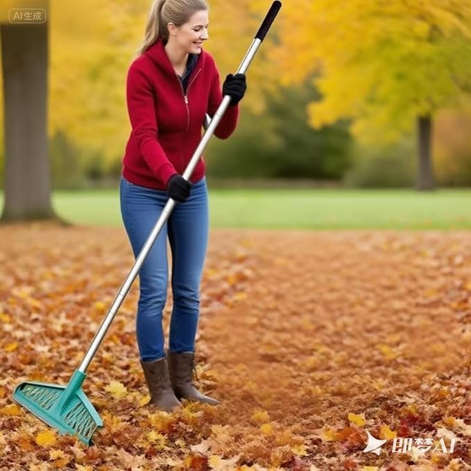 Adjustable Handle, Durable Grass rake for Artificial Grass, pet Hair, Leaves, and Debris, Artificial Grass rake -18 inch Wide Grass Brush