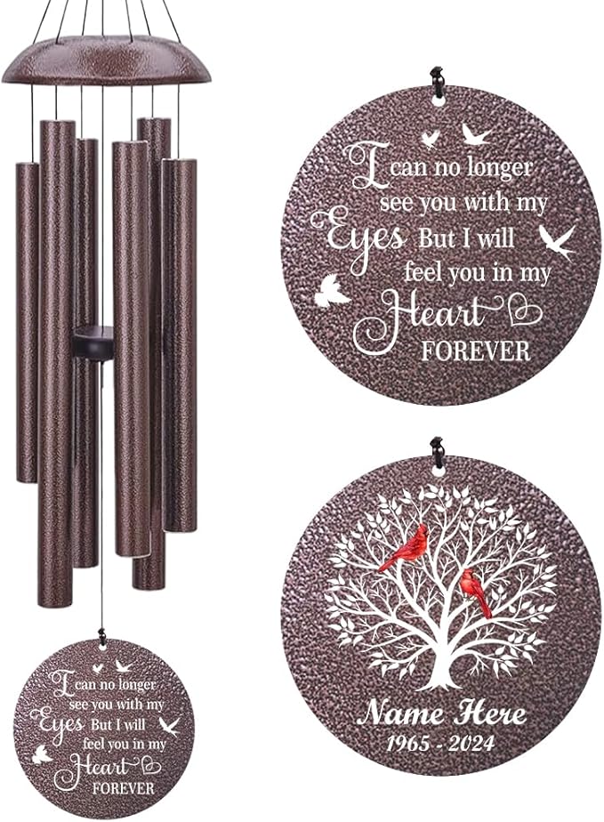 Personalized Cardinal Wind Chimes for Loss of Loved One, Sympathy Gifts for Loss of Mother Father Daughter Brother Sister Best Friend Keepsake Outdoor Garden Yard Home A Limb Has Fallen, Ship from US