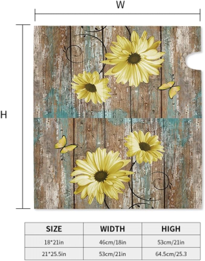 Rustic Daisy Board Mailbox Cover Magnetic, Yellow Sunflowers Vintage Wood Grain Plank Mailbox Wrap Letter Post Box Cover for Yard Garden Outside Home Decor, Standard Size 21x18 Inch