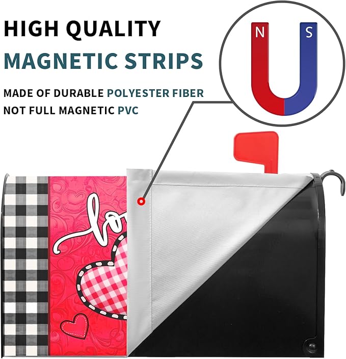 Valentine's Day Mailbox Covers Magnetic Standard Size 21 X 25.5 Inch Red Pink Love Hearts Magnetic Mailbox Cover Valentine Mailbox Wraps Post Box Cover Decoration Outdoor Garden Home Yard Outside