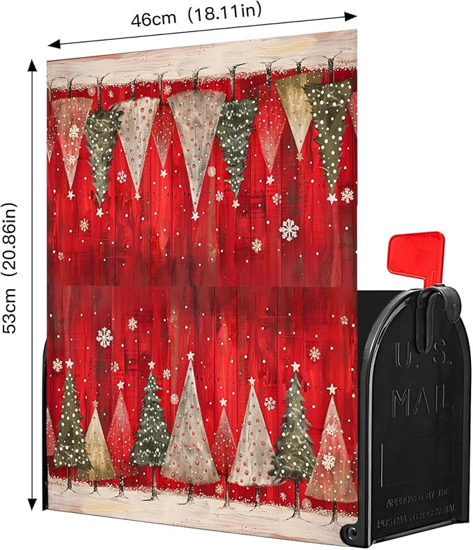 Nanikore Christmas Mailbox Cover Magnetic Standard Size 21 X 18 Winter Christmas Tree Snowflake Waterproof Post Box Cover Wraps Garden Yard Decor for Outdoor