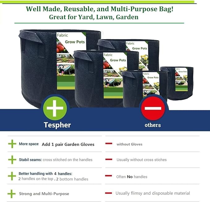 200 Gallon Large Raised Garden Bed Bag (50x24 inch) Big Garden Bag Sturdy Plant Grow Bag for Tomato,Potato Planter,Herb Veggies Planter Bag,Flower Bed,Yard Waste Bag,Lawn Debris Bag,Leaf Bag W/ Gloves