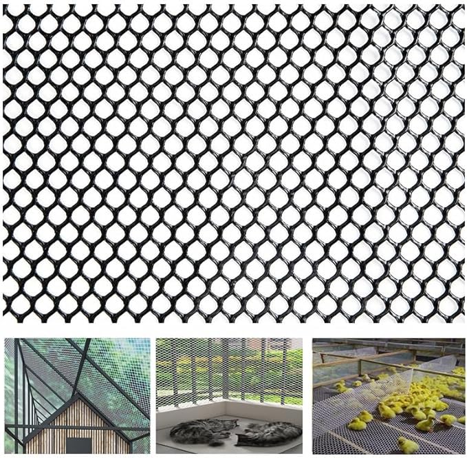 XIFENG Plastic Chicken Wire Mesh Fence Roll, Plastic Fencing Poultry Fencing Netting for Garden Fencing Farm Cats Dogs Rabbit Snake Animal Barrier(Size:0.7''mesh-65'L x 3.3'W Roll,Color:White)