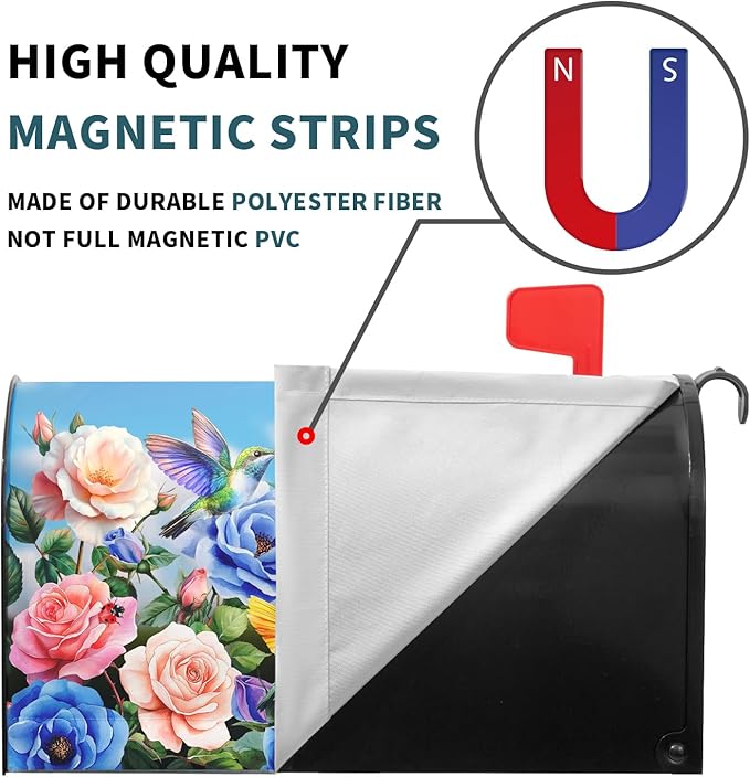 Floral Mailbox Cover Magnetic Standard Size 21x25.5 Inch Spring Butterfly Flower Wildflowers Decoration Outdoor Garden Home Yard
