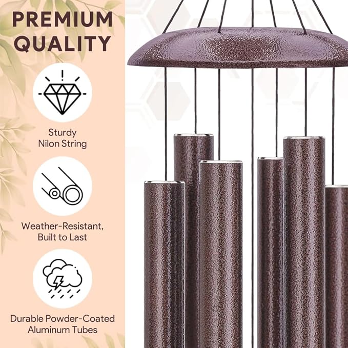 Personalized Wind Chimes, 45inch Peach Blossom Sympathy Wind Chime, in Loving Memory for Loss of Loved Dad/Mom, Bereavement Condolences Gifts for Funeral (Produced in USA)