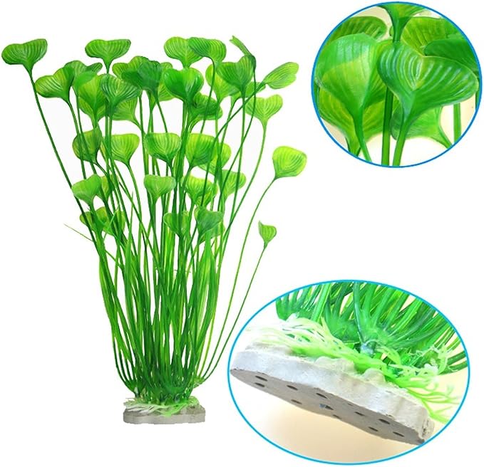 2PCS Aquarium Decor Plastic Plants, Large 16 Inches Artificial Fish Tank Plants (Red)