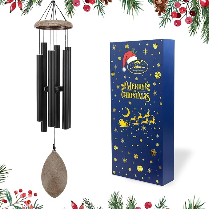 ASTARIN Wind Chimes for Outside, All Metal Tuned Wind Chime Outdoors, Sympathy & Memorial Wind Chimes for Mom Dad, Leaf Design, Box Included