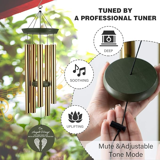 ASTARIN Custom Wind Chimes Memorial, Condolences Gift for Loss Husband Wife Son, Care Package for Grieving Friend, Garden Deep Tone Sympathy Wind Chimes(Produced in USA)