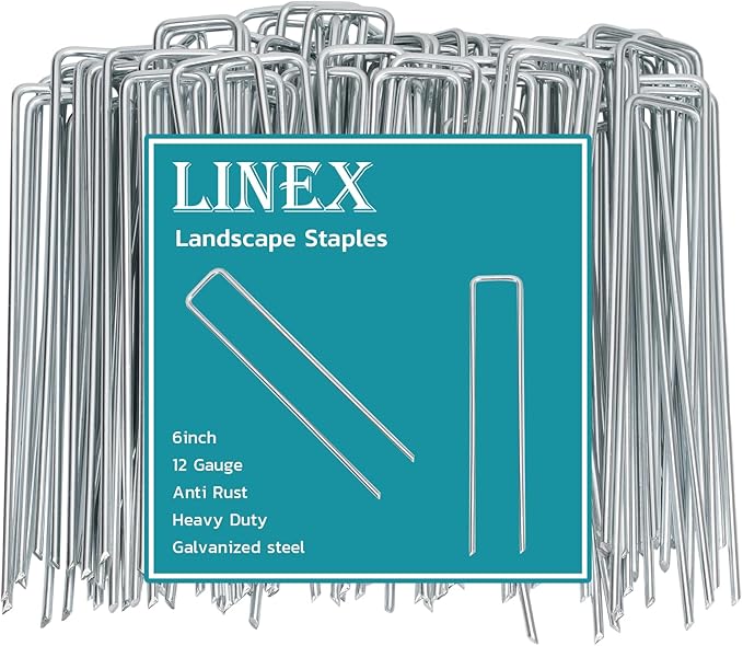 Landscape Staples 6 Inch 100 Pack, Galvanized Garden Staple Anti-Rus Landscaping Stakes Lawn Stakes for Securing Weed Barrier Fabric, Yard Lawn, Plant Cover