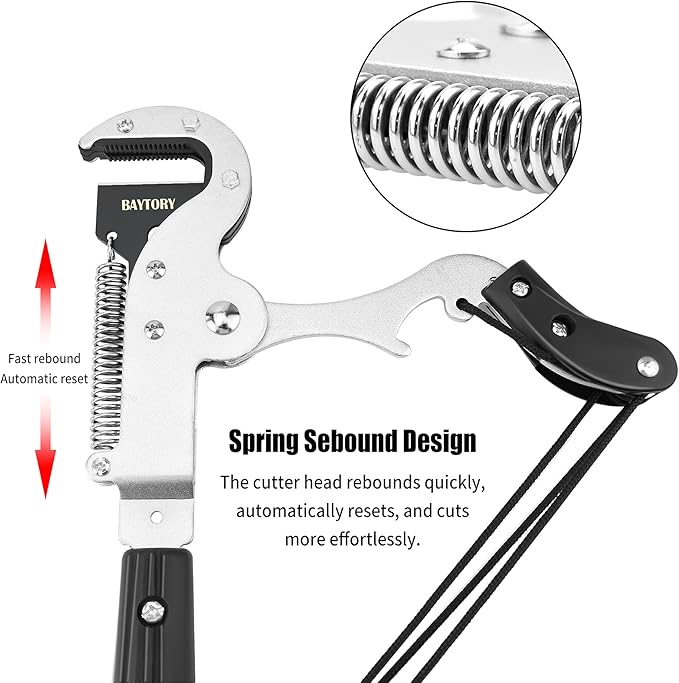 BAYTORY Extendable Tree Pruner Shears Head and Saw without Pole, High-Altitude 4 Pulleys Save Half of Your Effort, Pruning Trimmer Clipper for Plant Gardening Trimming Tool