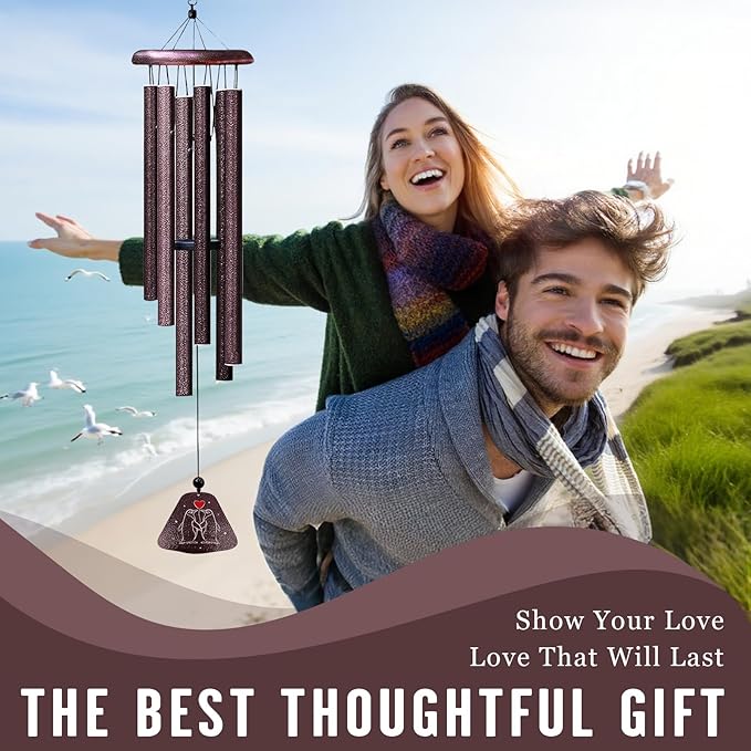Gifts for Him Her Boyfriend Girlfriend, Romantic I Love You Gift 32" Wind Chimes, Wedding Anniversary Birthday Gifts for Women Men, Penguin Present, Couple Gift for Wife Husband Christmas