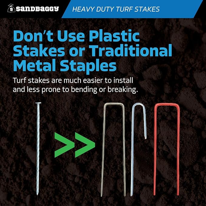 Sandbaggy 8" Heavy Duty Galvanized Artificial Turf Stakes - Spiral Landscape Nails - Ground Spikes/Pins - Synthetic Grass, Lawn, Edging, Weed Barrier Fabric, Garden (8 inch - Heavy Duty, 25, Count)